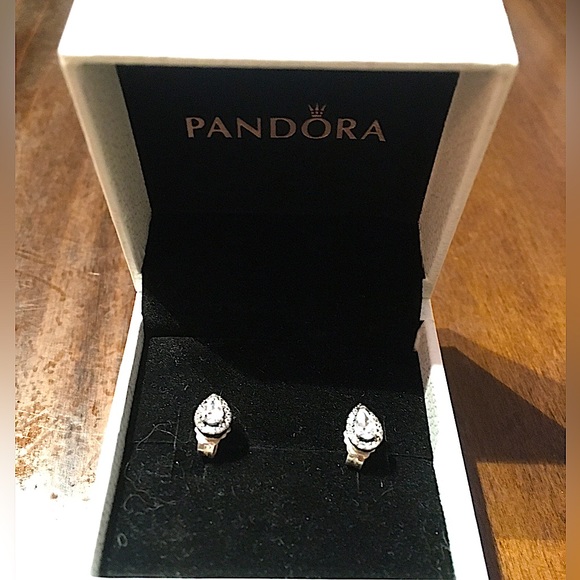 Pandora Sparkling Teardrop Halo Stud Earrings - Picture 2 of 2